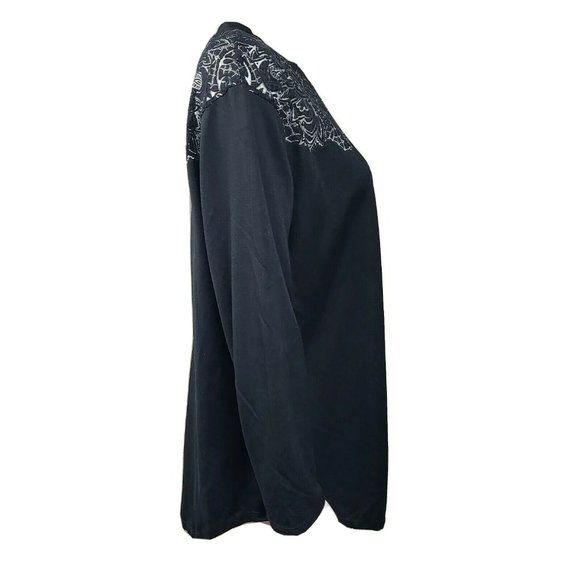 Ava & Viv Top Womens Plus Sz X Solid All Black Silver Glitter Embroidered Detail - Picture 4 of 6